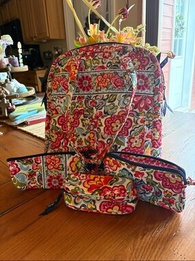 Vera Bradley Multicolor Floral Quilted Tote with Matching Pouches